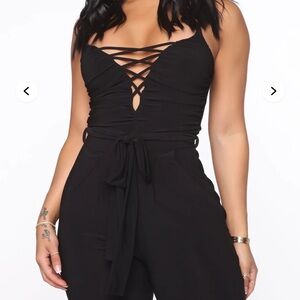 Fashion Nova Black Strappy Jumpsuit
